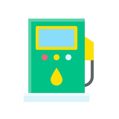 Sürdürülebilir ya da geri dönüşümle ilgili benzin pompası ya da yakıt pompası vektörü düz stilde
