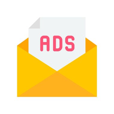 Posta vektörü reklamı, dijital pazarlama düz tasarım simgesi