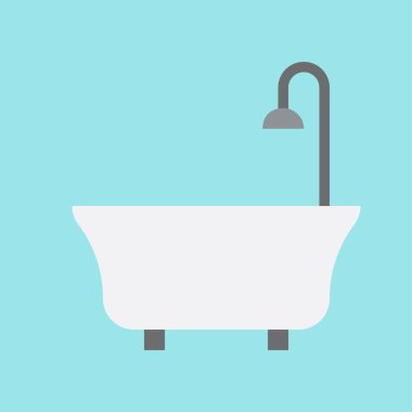 Küvet vektör çizimi, hijyen düz tasarım simgesi