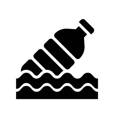 Katı tasarımda su dalgaları vektörü üzerindeki kirlilikle ilgili atık şişesi