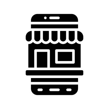 uygulama simgeleri ile ilgili cep telefonu ekranı çevrimiçi shope ve katı tasarım vektörleri ile ayarlandı