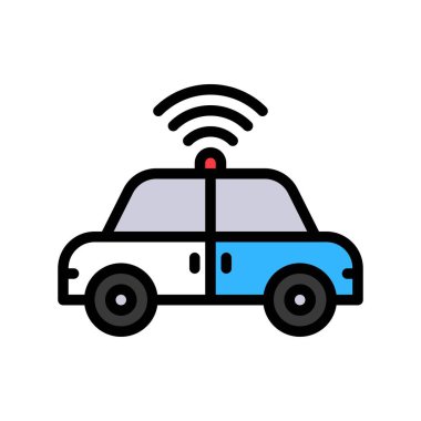 Özerk araç vektör illüstrasyonu, geleceğin teknolojisi tasarım simgesi