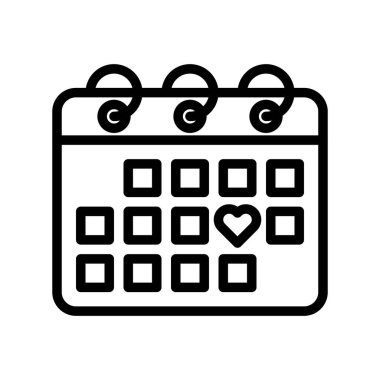 Takvim vektörü, Valentine ve aşkla ilgili satır simgesi