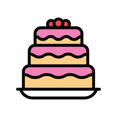 tatlı ve şeker, ilgili çilekli kekler, tabak vektörlerinde, düzenlenebilir vuruşlarla,