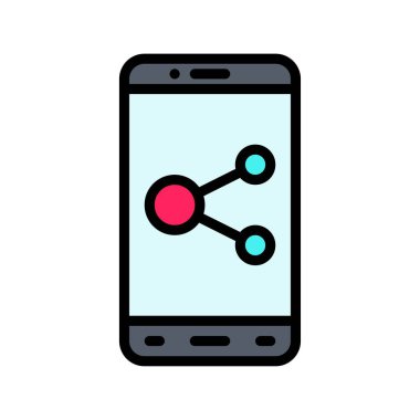 uygulama simgeleri, paylaşım işareti, daireler ve düzenlenebilir felçli düğme vektörleri ile ilgili cep telefonu ekranını ayarlar