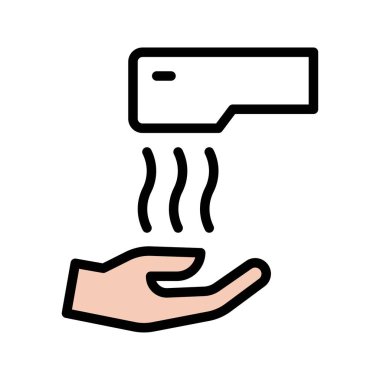 Yıka ya da hijyenle ilgili ısıtmalı ya da sıcak hava el kurutma makinesi ile düzenlenebilir felçli el vektörü