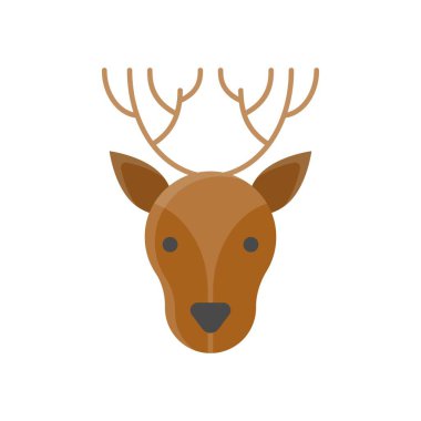 Geyikler, yüzler ve avlar, noel vektörleriyle ilgili, düz bir tarzda.