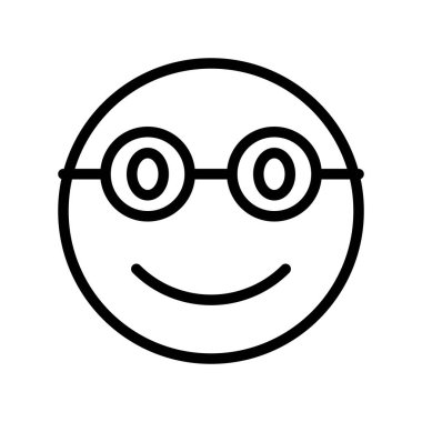 Gözlük vektör illüstrasyonlu gülen yüz, satır tasarımı düzenlenebilir tasarım ana hatları