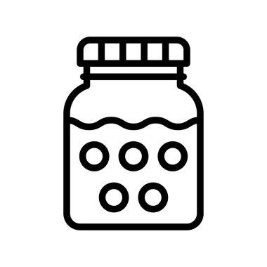 Çilek reçel kavanozları, ilgili tatlı ve şeker vektörleri, doğrusal olarak.,