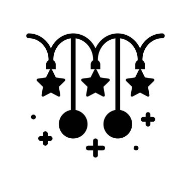 Noel ışıkları katı tasarım simgesi, vektör illüstrasyonu