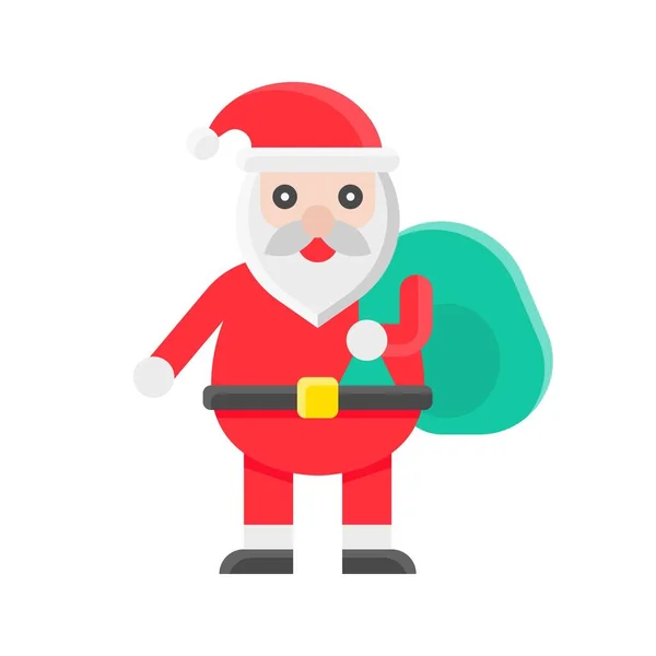 Santa Claus Velkým Taška Vektor Vánoční Den Související Ploché Ikony — Stockový vektor