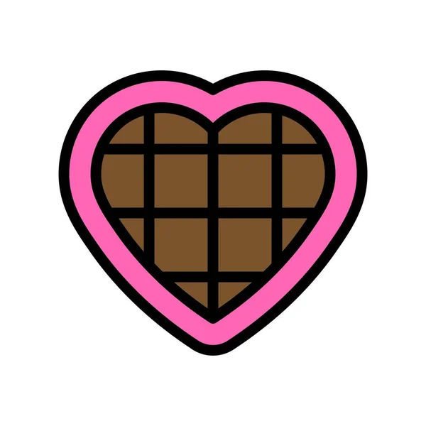 Choklad Hjärta Vektor Illustration Fylld Design Ikon Redigerbar Kontur — Stock vektor