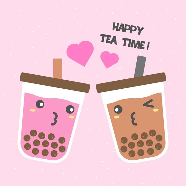 Bubble Tea Pearl Milk Tea Cartoon Vector Illustration — Stock Vector