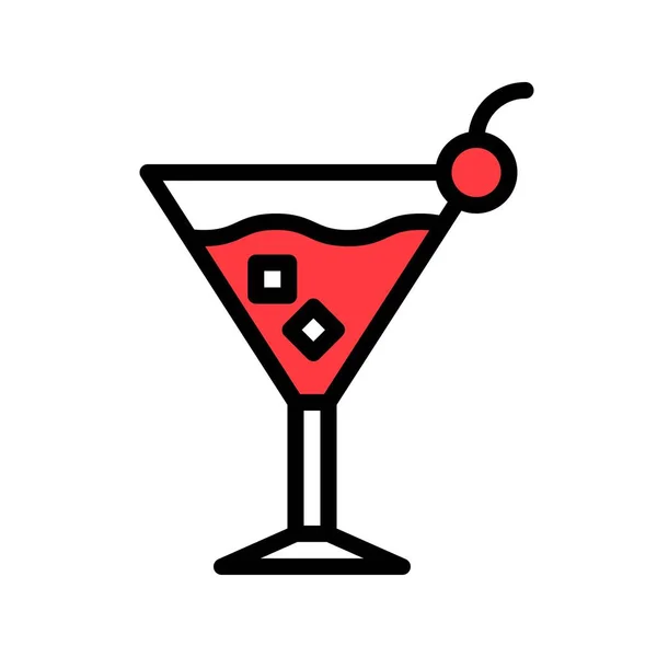 鸡尾酒向量 饮料填充风格图标可编辑行程 — 图库矢量图片
