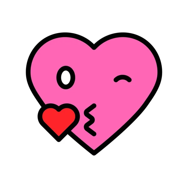 Heart Emoticon Vektor Illustration Fylld Design Ikon Redigerbar Kontur — Stock vektor