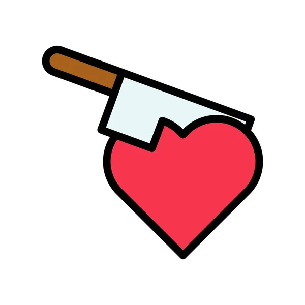 Heart Knife Vector Valentine Love Related Filled Outline Style Icon — Stock Vector