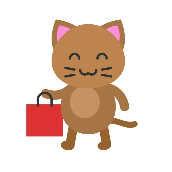 Cute Cat Avatar Vektorová Ilustrace Plochý Styl Ikona — Stockový vektor