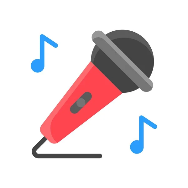 Szórakoztatással Kapcsolatos Mikrofonok Énekjelzéssel Gombvektorokkal Sík Stílusban — Stock Vector