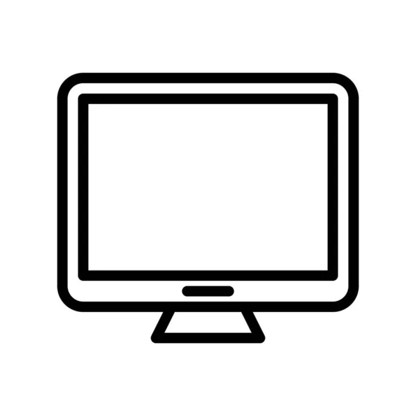 Computer Monitor Vector Electronic Device Line Style Icon Editable Stroke — Stock Vector