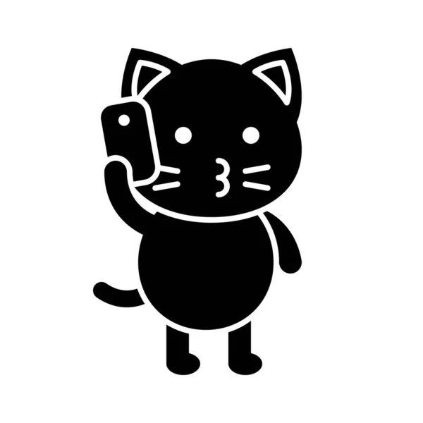 かわいい猫のアバターベクトルイラスト ソリッドスタイルのアイコン — ストックベクタ