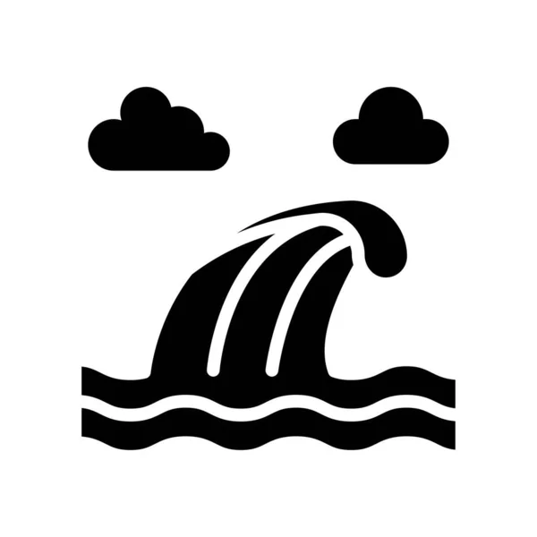 Hawaii Ikone Wasserwellen Oder Flutwellen Mit Wolken Vektor Solider Ausführung — Stockvektor