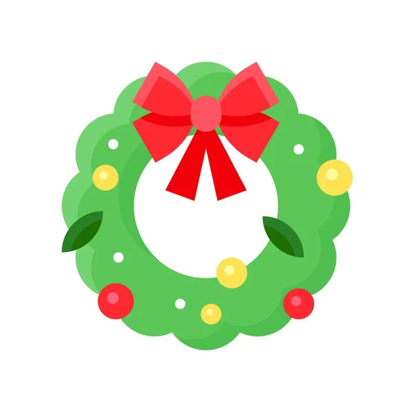 Christmas Wreath Vector Illustration Flat Style Icon — 스톡 벡터