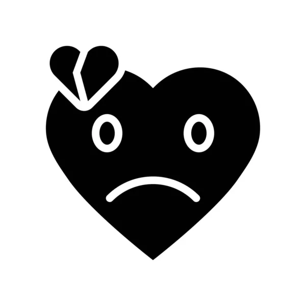 Srdce Emotikon Vektorové Ilustrace Izolovaný Solidní Design Ikona — Stockový vektor