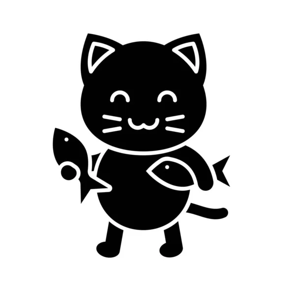 Cute Cat Avatar Vector Illustration Solid Style Icon — 스톡 벡터