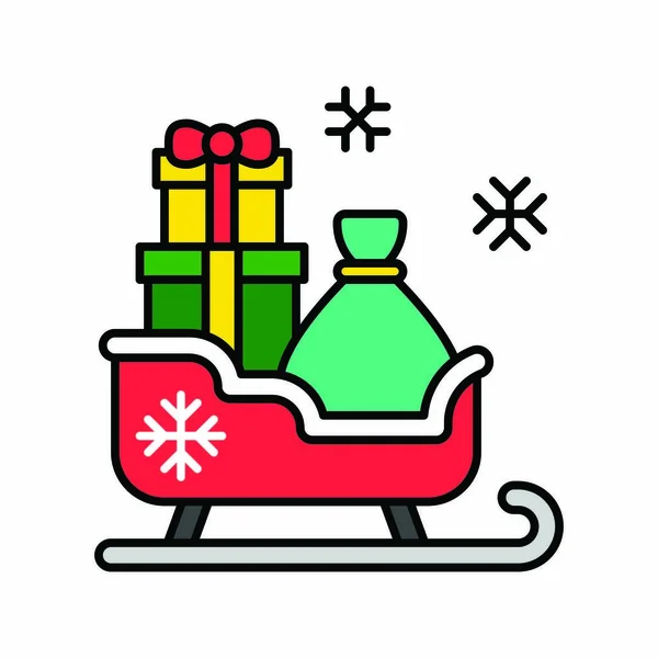 Vecteurs Boîte Luges Snowflak Cadeaux Père Noël Dans Des Styles — Image vectorielle