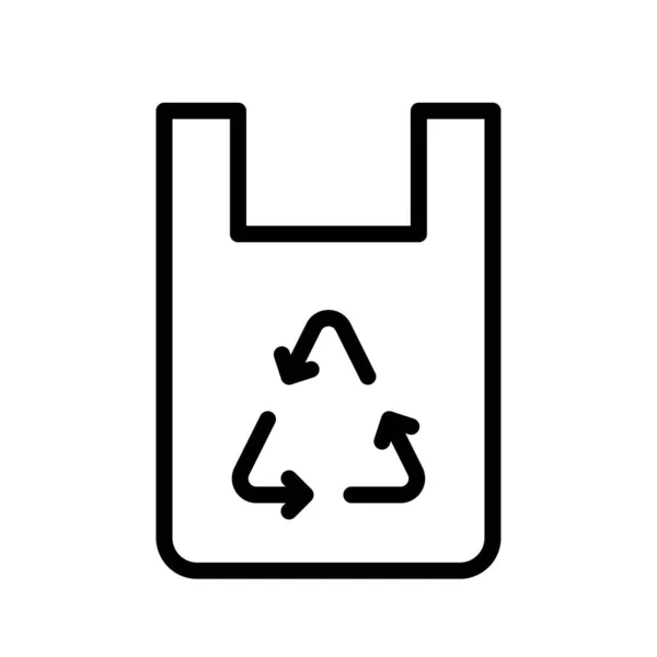 Plastik torba vektöründe doğrusal biçimdeki çevreyle ilgili geri dönüşüm işareti