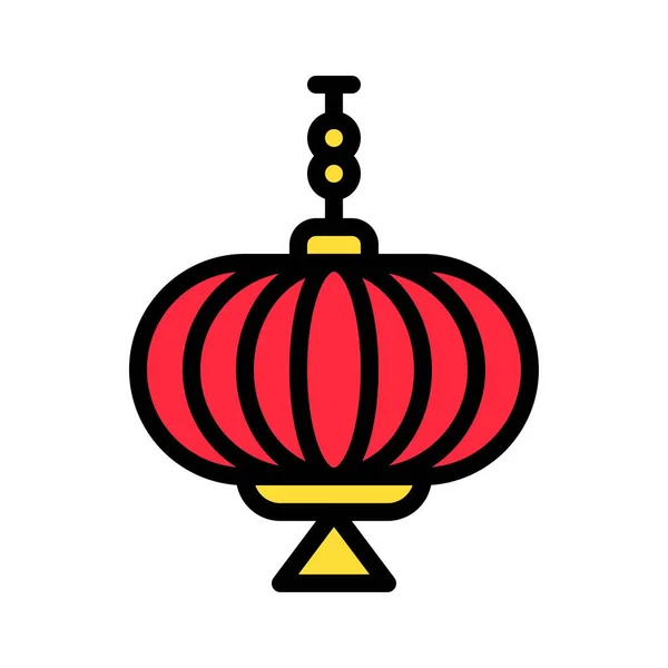 Фонарь Вектор Китайский Лунный Новый Год Заполнен Значок Редактируемый Контур — стоковый вектор