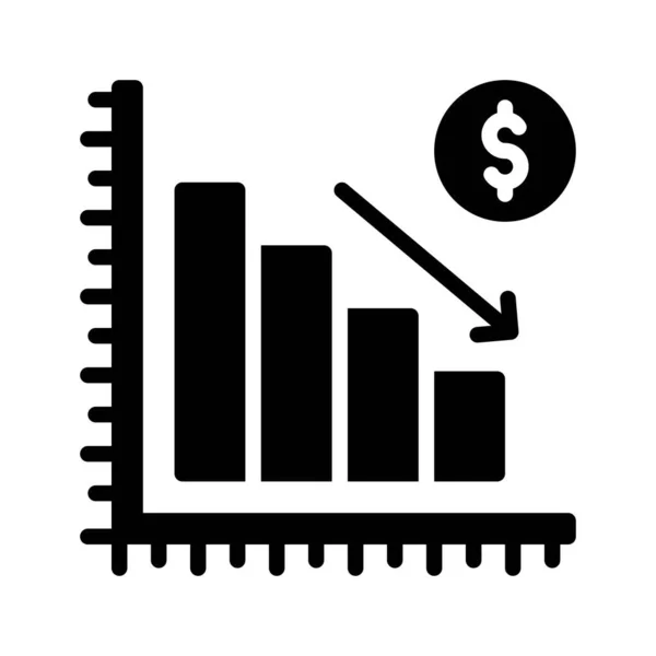 Gazdasági Recesszióval Kapcsolatos Grafikon Nyíl Dollár Jel Vektorok Szilárd Kialakítású — Stock Vector