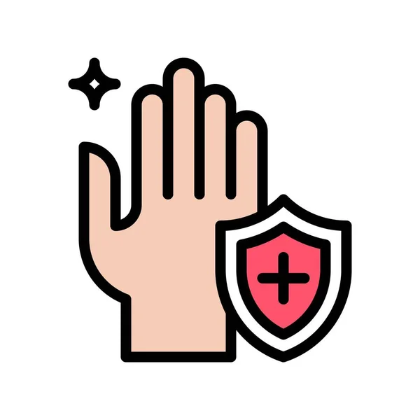 Spălați Mâna Sau Igiena Legată Mână Insignă Protecție Sau Scut — Vector de stoc