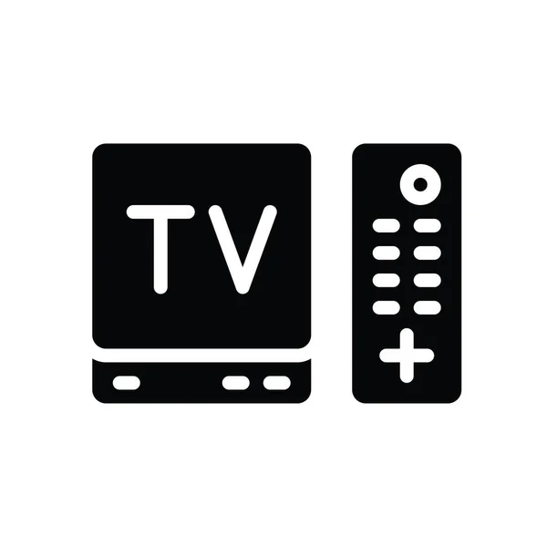 Televisión Tecnología Relacionada Con Televisión Vector Remoto Estilo Sólido — Archivo Imágenes Vectoriales