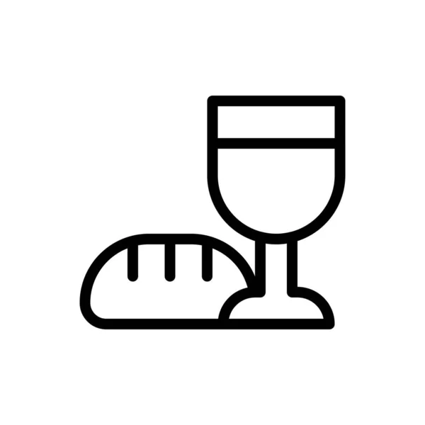 Brot Und Wein Vektor Illustration Ostern Linie Design Symbol — Stockvektor