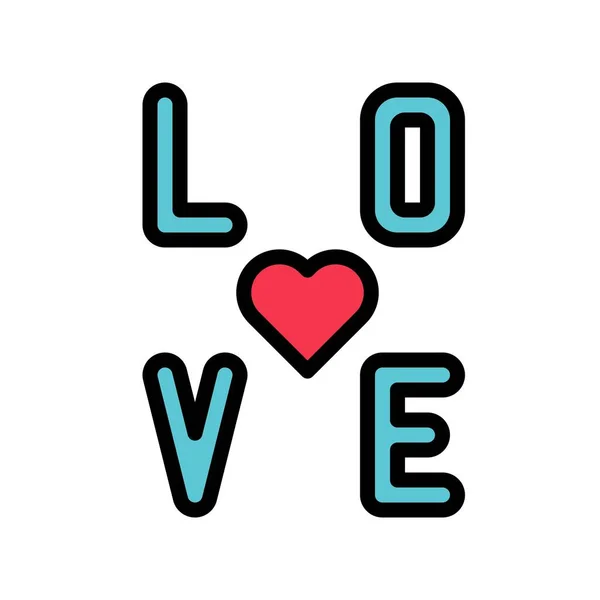 Amor Vetor Alfabeto Valentine Amor Relacionado Ícone Estilo Esboço Preenchido — Vetor de Stock