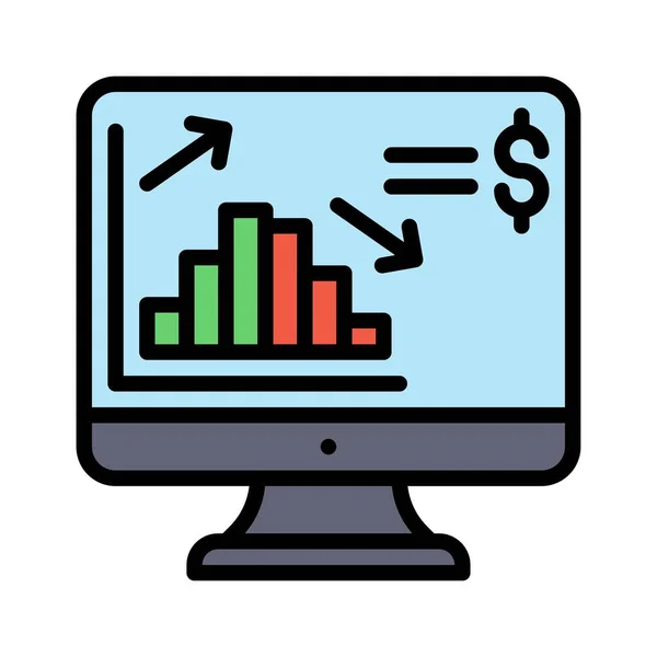 Gazdasági Recesszióval Kapcsolatos Grafikon Számítógép Képernyő Dollár Jel Vektorok Szerkeszthető — Stock Vector