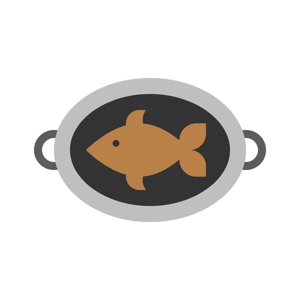 Gegrillter Fisch Grill Verwandte Flache Design Ikone — Stockvektor