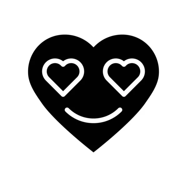 Heart Emoticon Vektor Illustration Isolerad Solid Design Ikon — Stock vektor