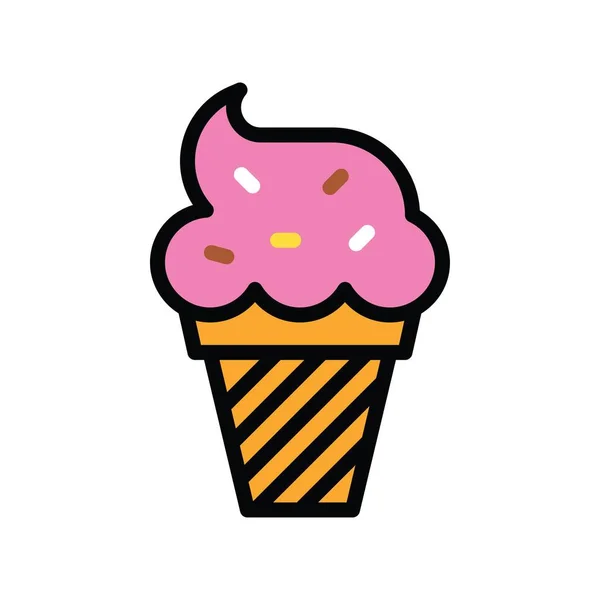 Конусное Мороженое Связанные Сладкие Сладкие Векторы Редактируемыми Штрихами — стоковый вектор