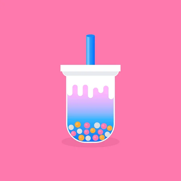 Bubble Tea Oder Pearl Milch Tea Vektor Illustration — Stockvektor