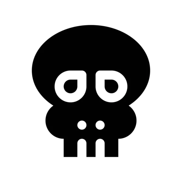 Humano Cráneo Blanco Negro Simple Icono Vector Ilustración — Archivo Imágenes Vectoriales