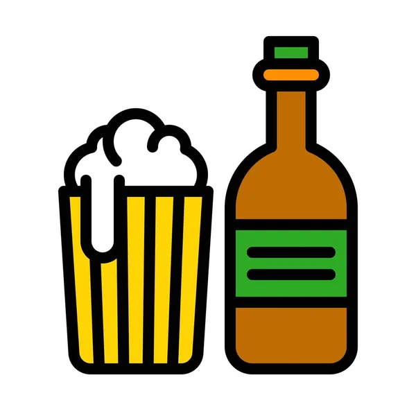 啤酒矢量 与烧烤相关的填充设计可编辑笔划图标 — 图库矢量图片
