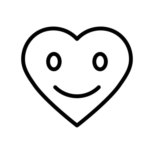 Heart Emoticon Vektor Illustration Linje Design Ikon Redigerbar Kontur — Stock vektor