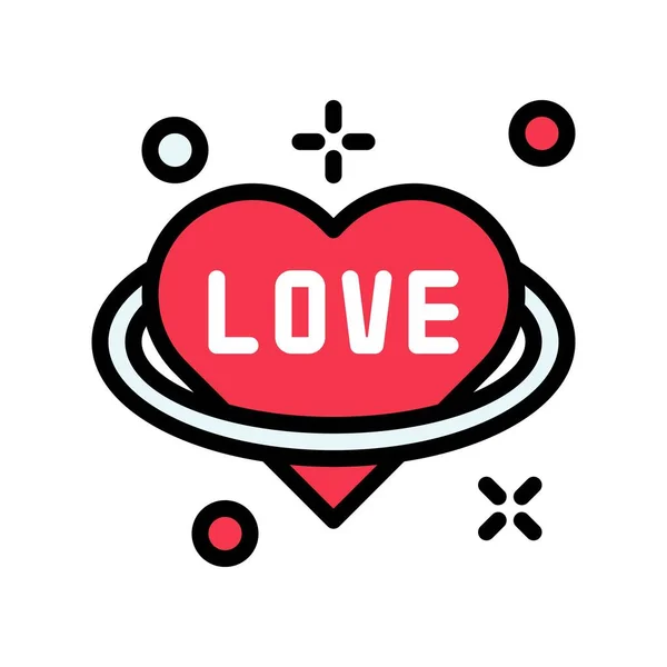 Coração Planeta Vetor Valentine Amor Relacionados Ícone Estilo Esboço Preenchido — Vetor de Stock