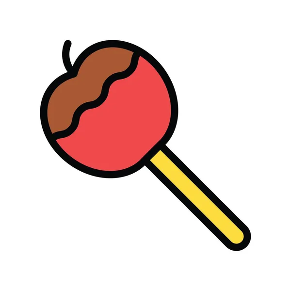 Süßigkeiten Und Süßigkeiten Verwandte Karamelle Apfel Lutscher Mit Schleifen Vektoren — Stockvektor