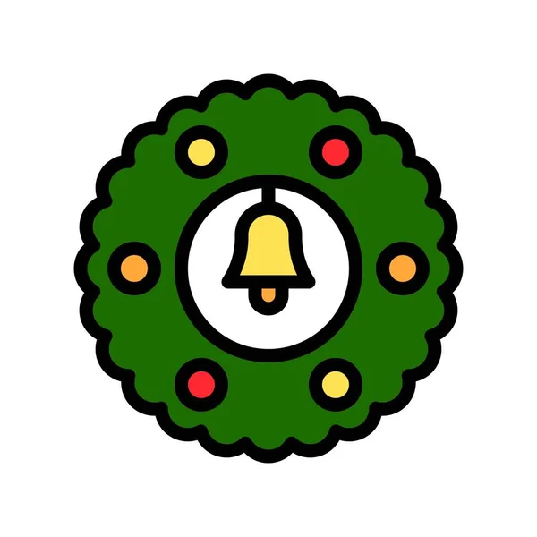 Christmas Wreath Vector Illustration Full Style Icon — 스톡 벡터