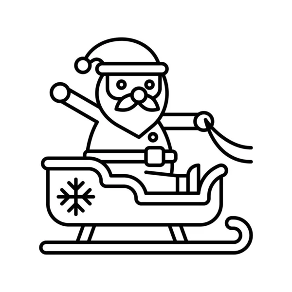 Père Noël Assis Sur Des Traîneaux Des Flocons Neige Vecteurs — Image vectorielle