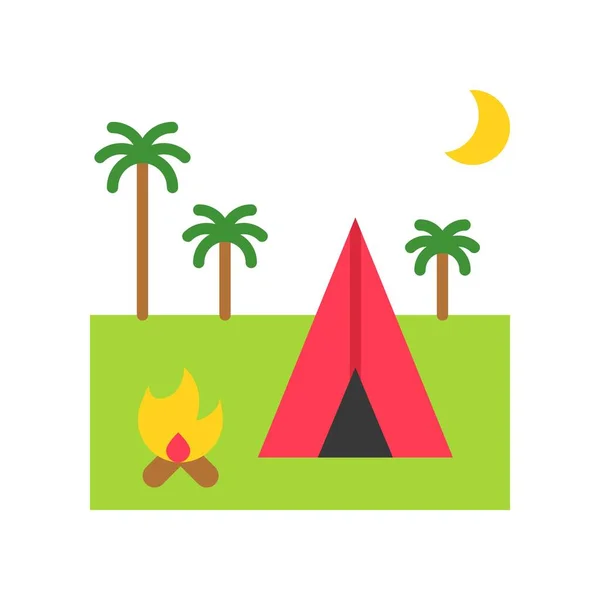 Camping Vector Zomer Vakantie Gerelateerde Platte Stijl Icoon — Stockvector