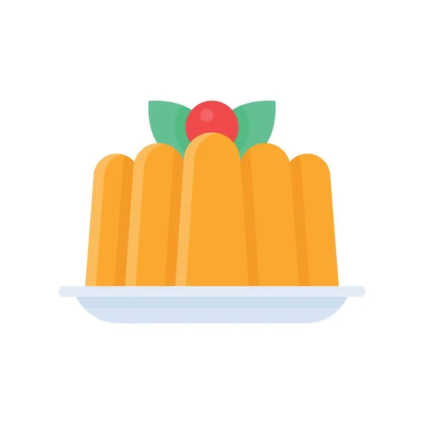 Süßigkeiten Und Süßigkeiten Verwandte Kuchen Mit Kirsche Tellervektoren Flacher Ausführung — Stockvektor